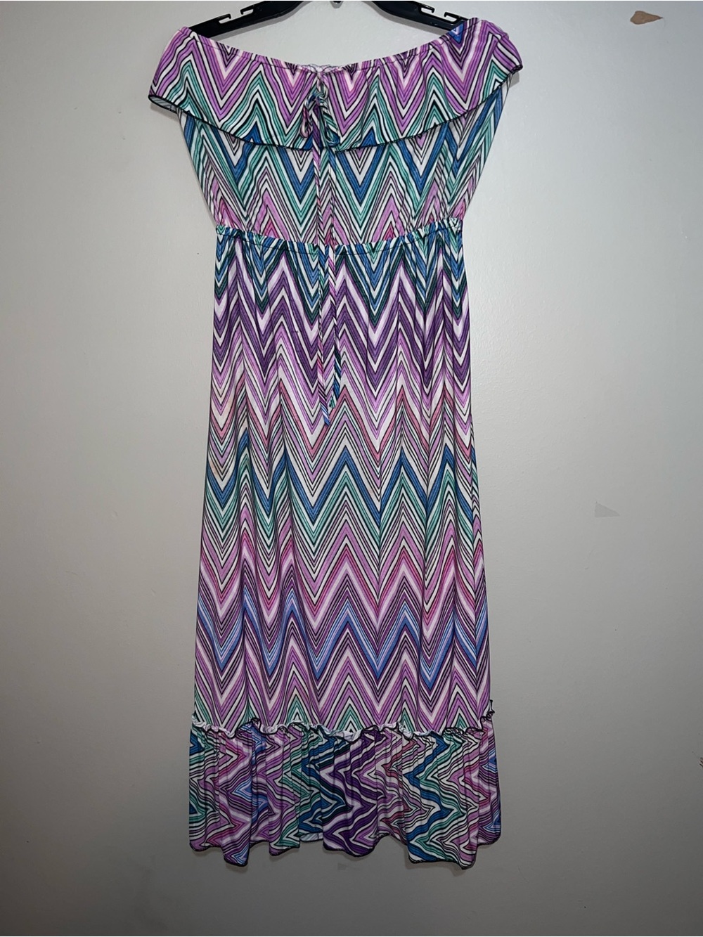 Pastel Striped Off-Shoulder Dress - Lavender, Teal, Pink